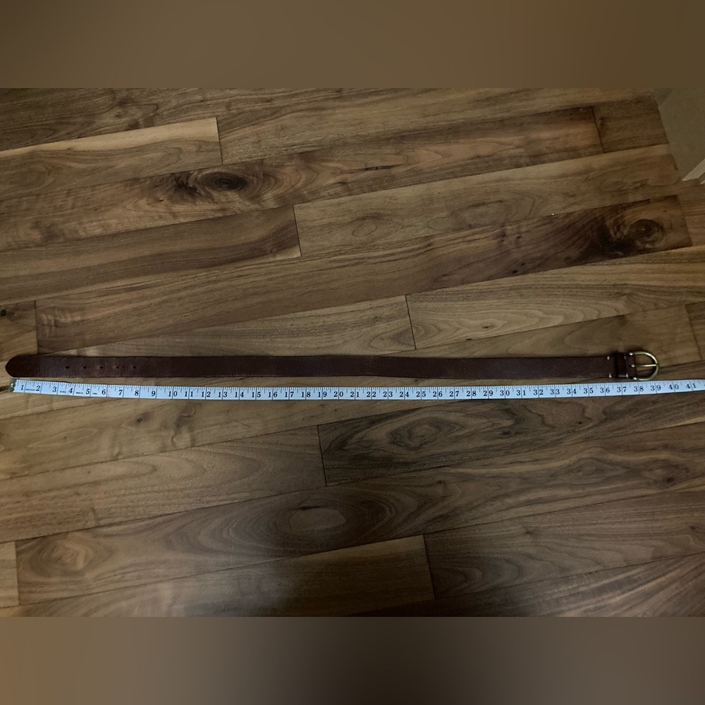 Brown leather belt with gold hardware